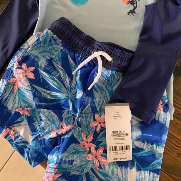 Carter's 2 piece Rashguard & Swim Trunk Set - Picture 2 of 3